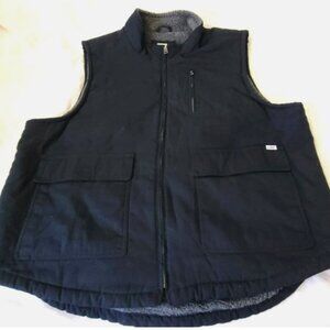 Lee Brand Heavy Duty Sherpa Lined Canvas Vest Work Wear XXL Black and Gray